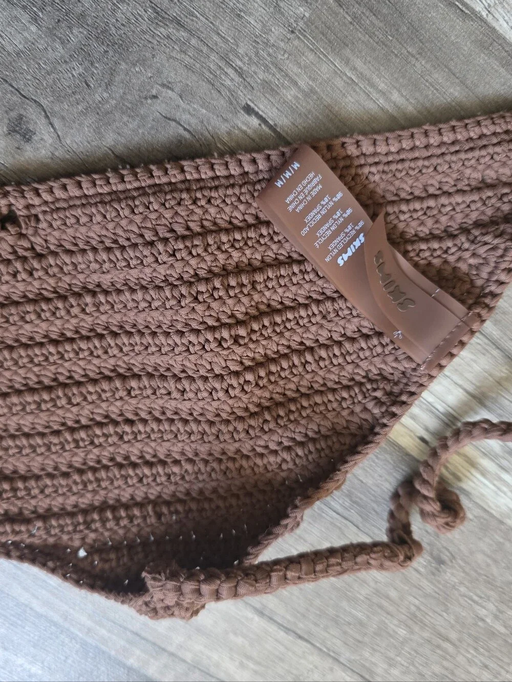 SKIMS Brown Crochet Bikini Top and Bottom Set